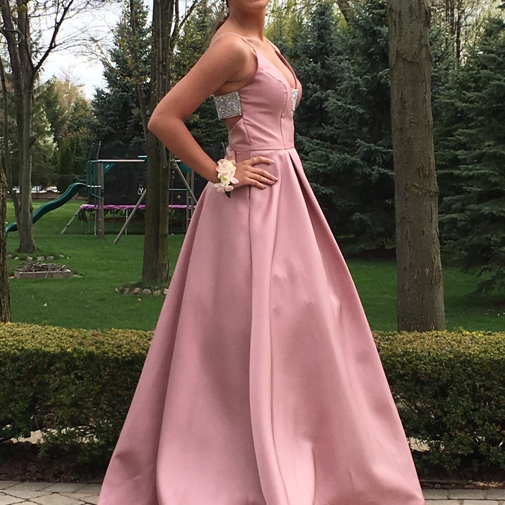 Alexia Designs Prom Dress: Mauve with rhinestone band Size:8 but altered to a 4